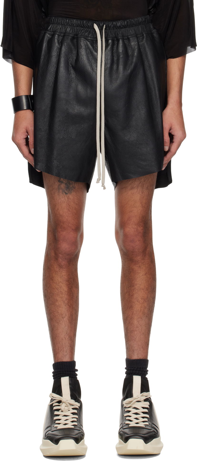 Kratke hlače Rick Owens Rick Owens Hollywood Boxers Leather Shorts Črna | RR01E5306 LBA