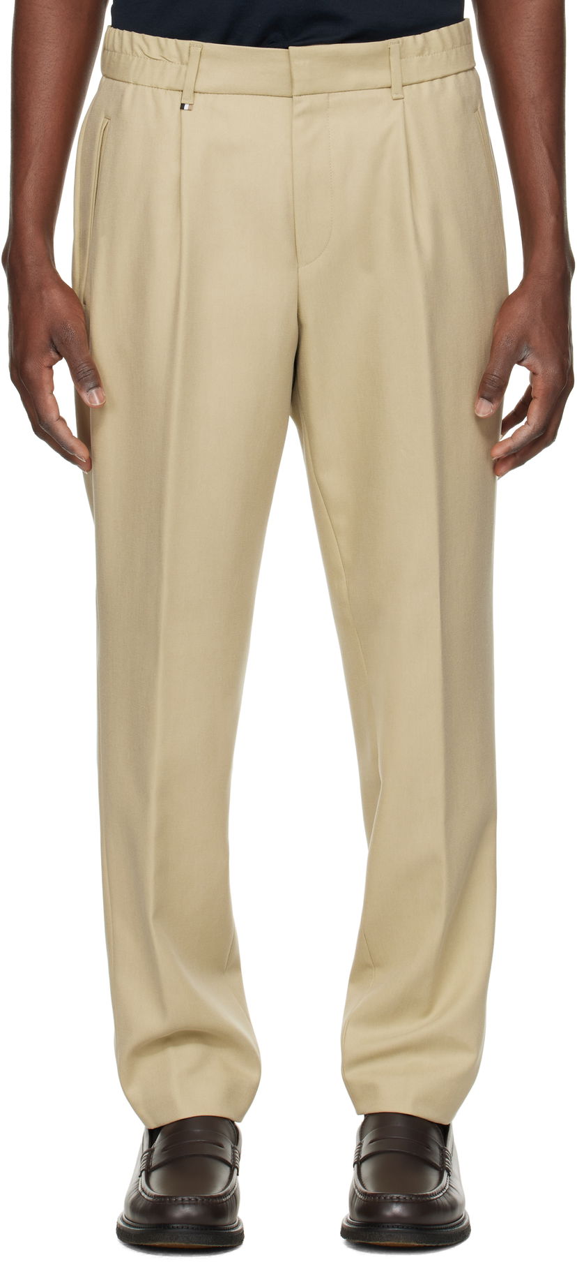Hlače BOSS BOSS Pleated Trousers Bež | 50534995