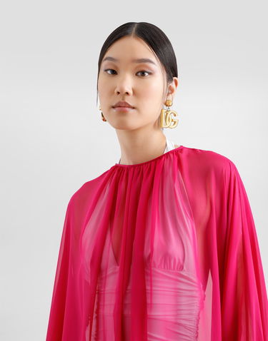 Obleke Dolce & Gabbana Dolce & Gabbana Silk Chiffon Caftan with Drawstring Rdeča | F6JFUTFU1ATF4079, 3