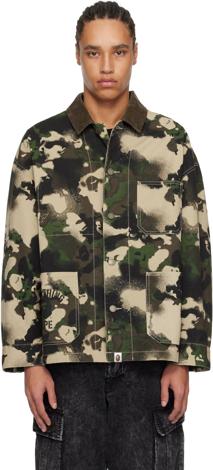 Jakna BAPE A Bathing Ape Map Camo Work Jacket Zelena | 001LJL301001M