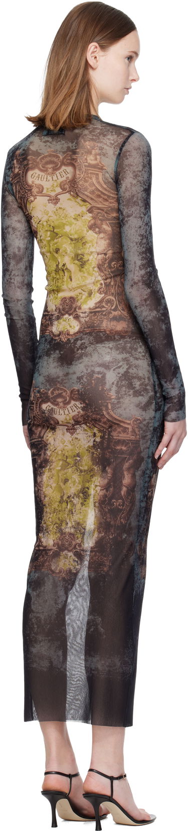 Obleke Jean Paul Gaultier The Long Médaillon Sheer Mesh Printed Maxi Dress Večbarvna | 25/04-W-DR023-M006P-005740, 2