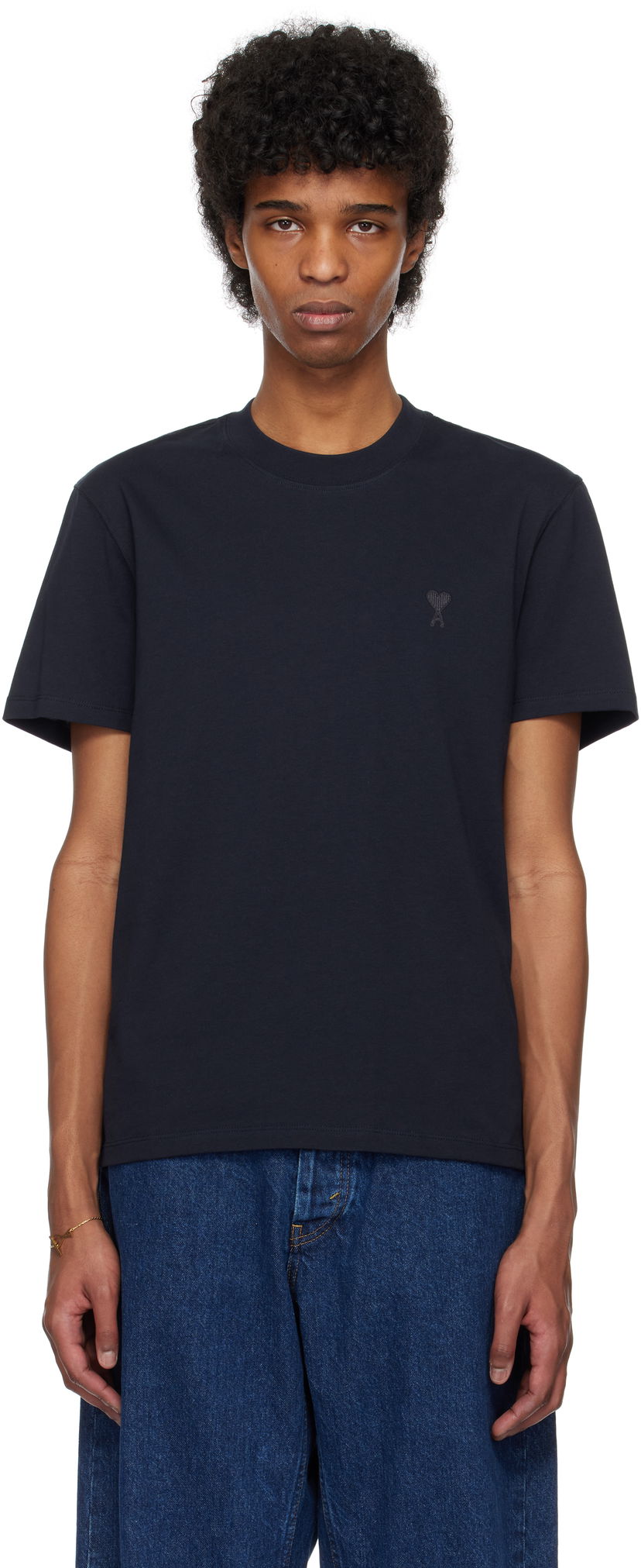 Majica AMI AMI Paris Ami de Coeur Cotton T-Shirt Mornarica | BFUTS003.724