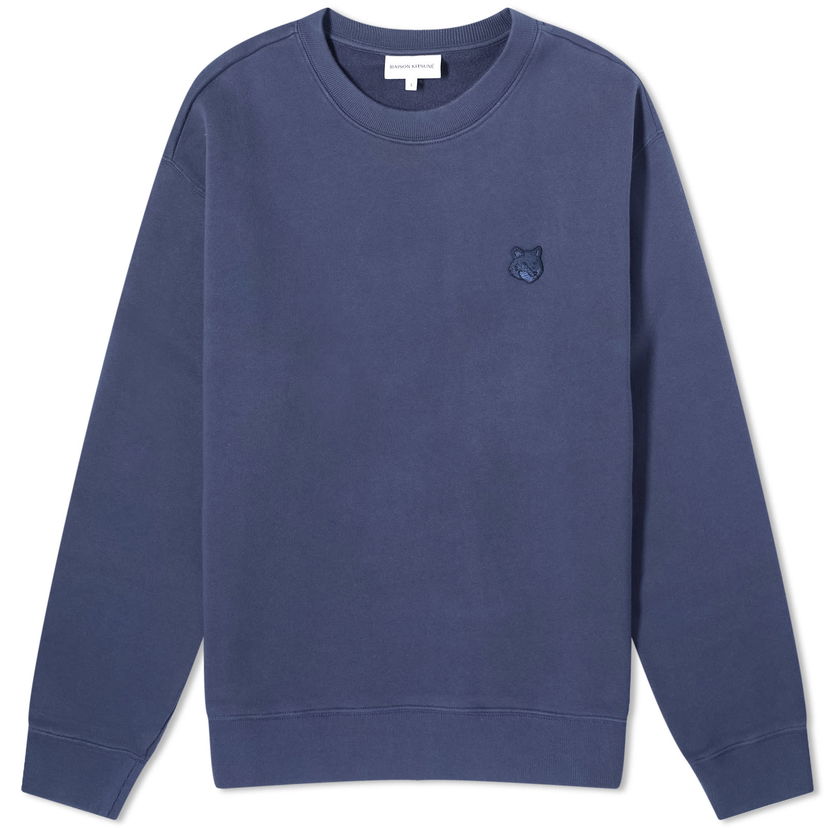Pleteni pulover MAISON KITSUNÉ Patch Comfort Crew Sweat Mornarica | MM00316KM0307-P476