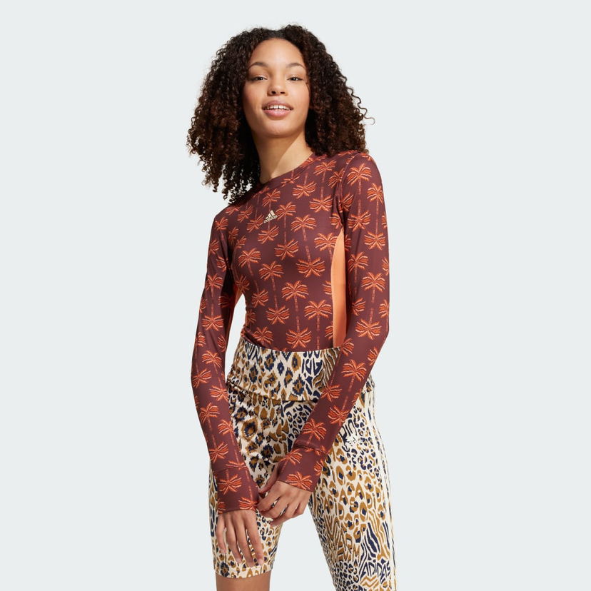 Bodi adidas Performance adidas x FARM Rio Long Sleeve Leotard Rjava | IV9743