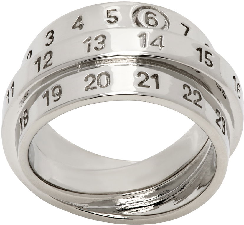 Prstan Maison Margiela Triple Logo Numeric Signature Silver Ring Kovinski | SM6UQ0073 P6627