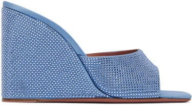 Modni dodatki Amina Muaddi Amina Muaddi Lupita Crystal Wedge Sandals Modra | LUPITA CRYSTAL WEDGE SATIN, 0