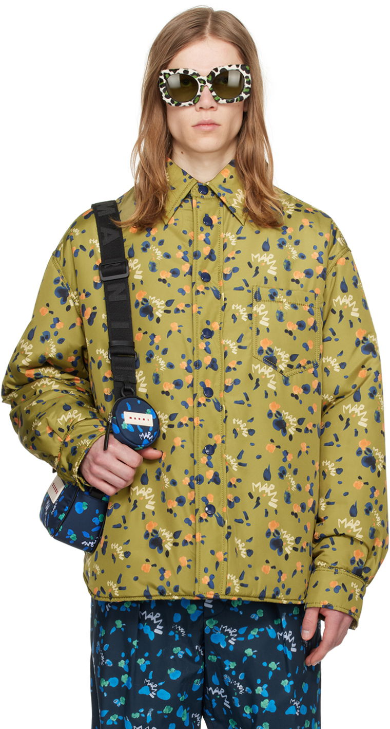 Jakna Marni Marni Printed Padded Overshirt Zelena | JUMU0145W1 UTP753, 0