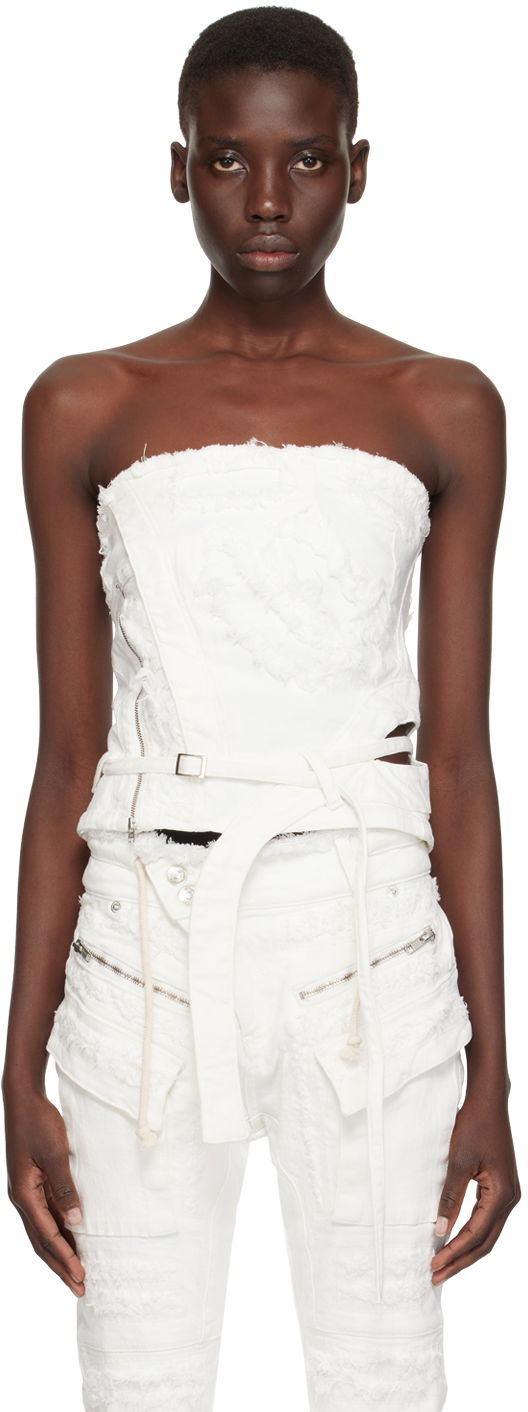 Majica brez rokavov Ottolinger Ottolinger Belt Denim Tank Top Bela | 1704801