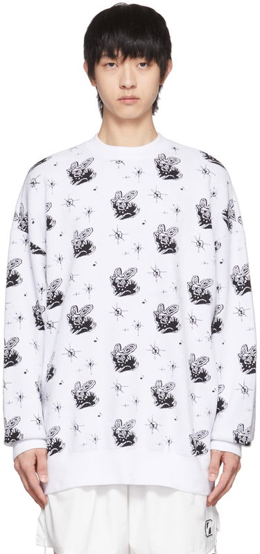 Pleteni pulover We11done Monster Print Reversible Sweater Bela | WD-KT1-22-651-U-WH, 0