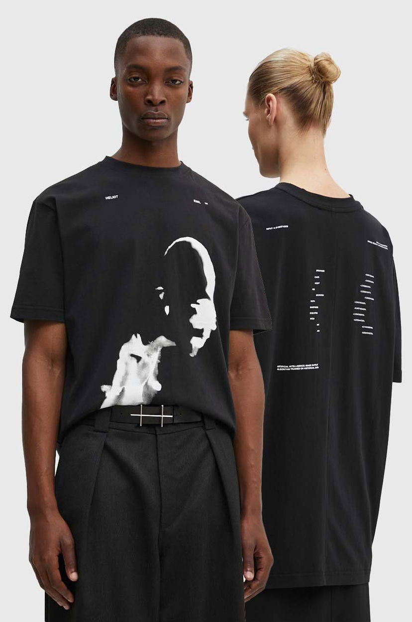 Majica HELIOT EMIL Abstract Portrait Print T-Shirt Črna | HE.M.09.041.C07