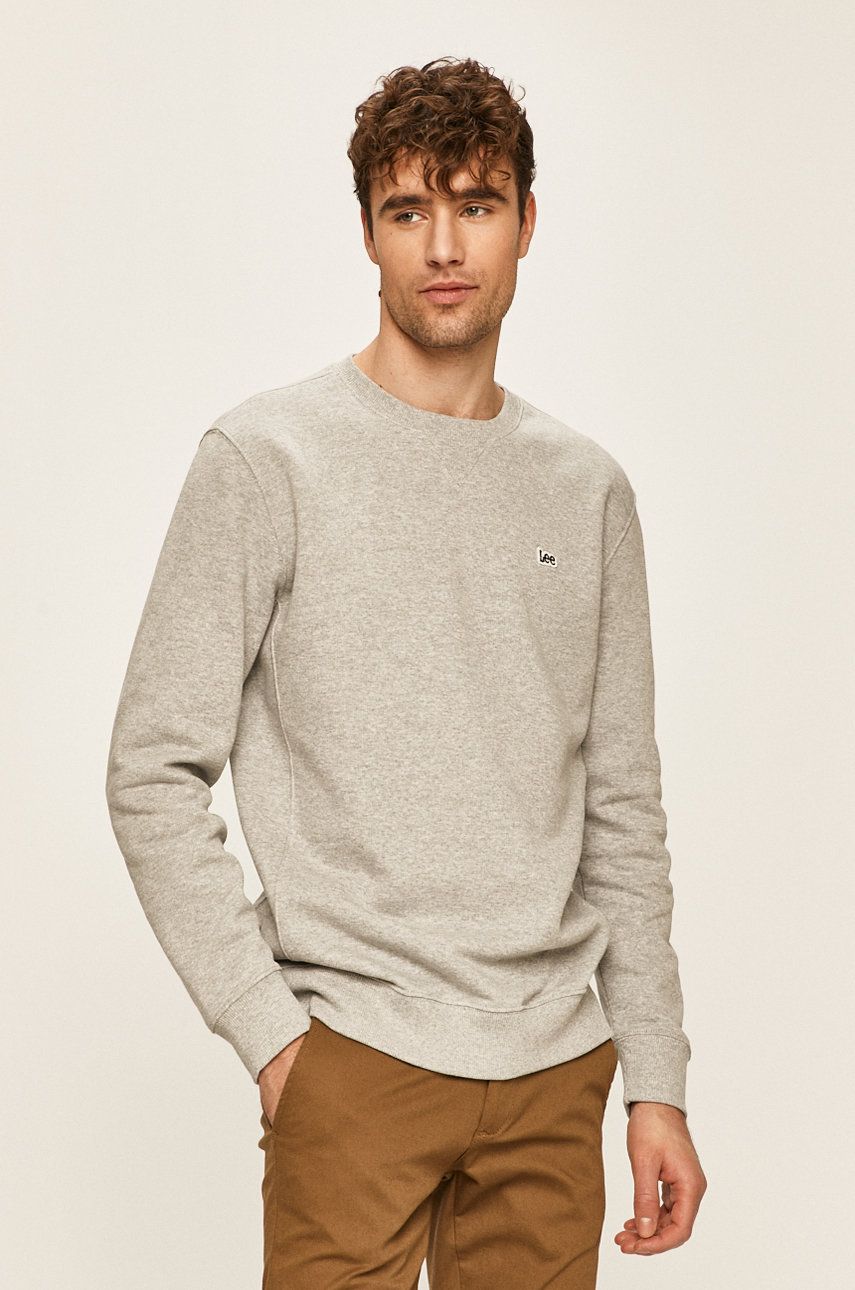 Pulover Lee Plain Crew Sweatshirt Siva | L81ITJMP, 0
