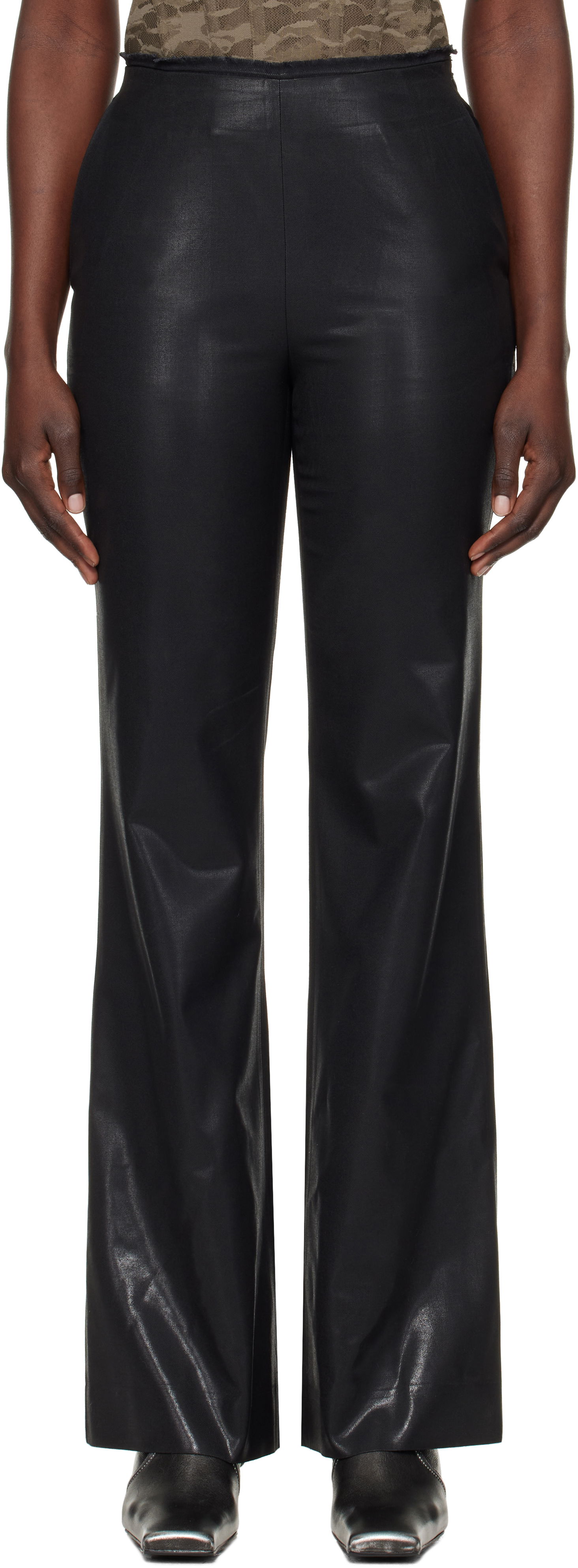 Hlače Diesel Black P-Lumys Flare Pants Črna | A16558 0NKBV, 0