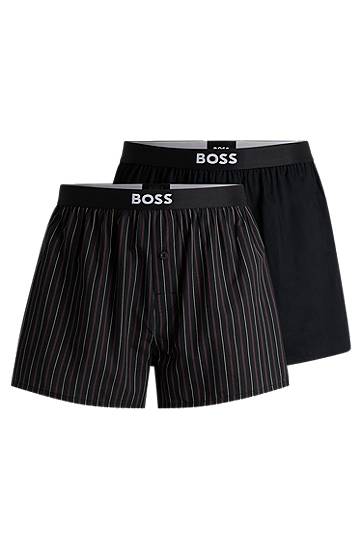 Boksarice BOSS BOSS Two-Pack Cotton-Poplin Pyjama Shorts with Logos Črna | 50535781