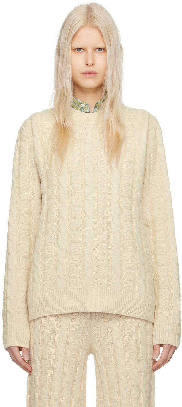 Pleteni pulover Acne Studios Cable Knit Sweater Bež | C60083-