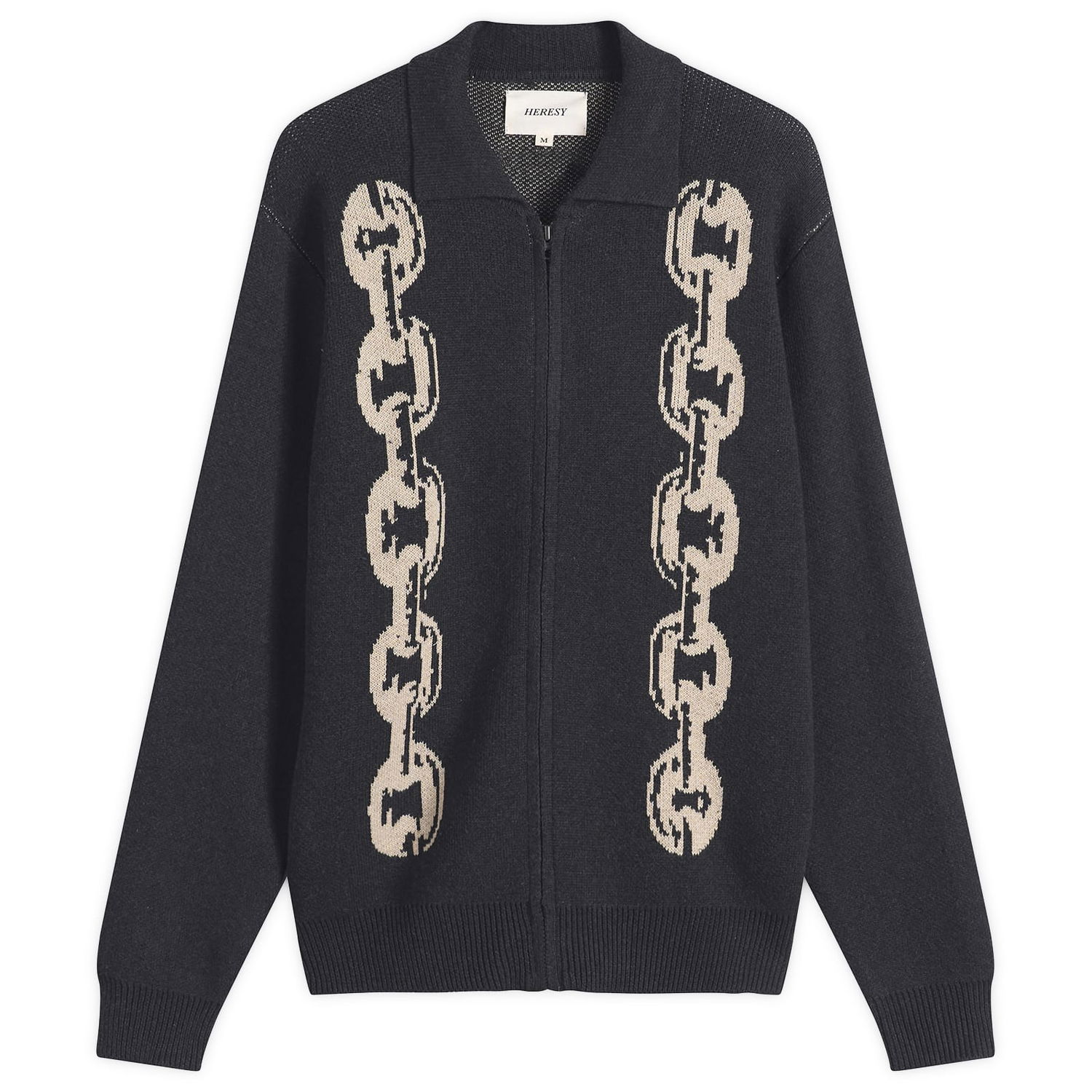 Pleteni pulover Heresy Chain Zip Knit Shirt Črna | HAW25-KW06, 0