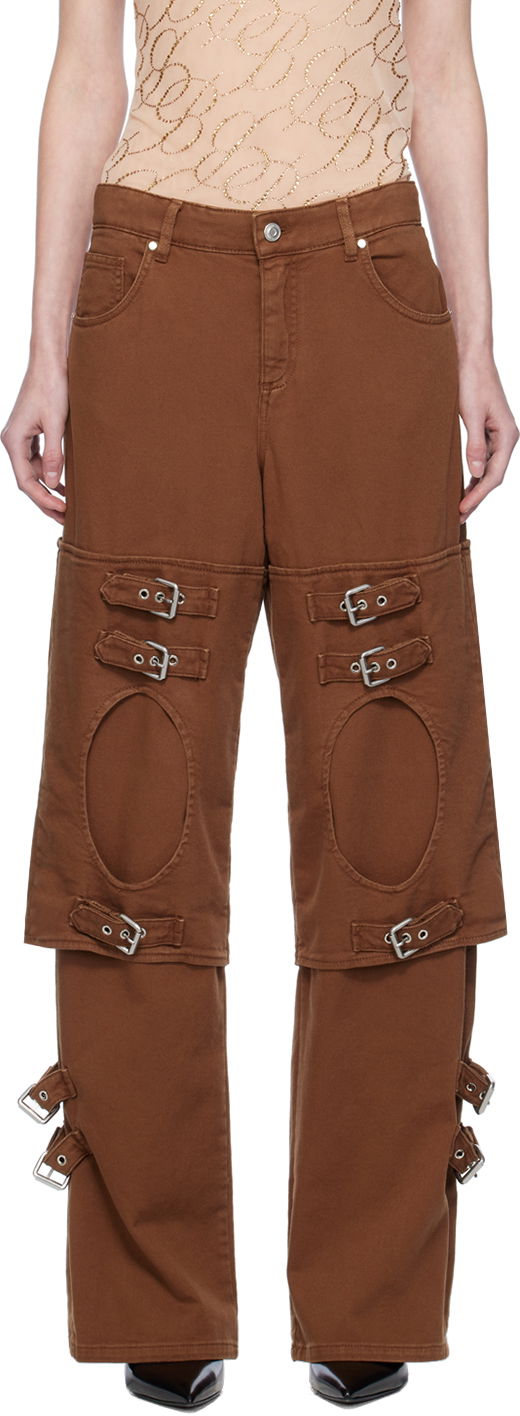 Cargo hlače Blumarine Blumarine Boyfriend Cutout Buckle Jeans Rjava | A344J046A