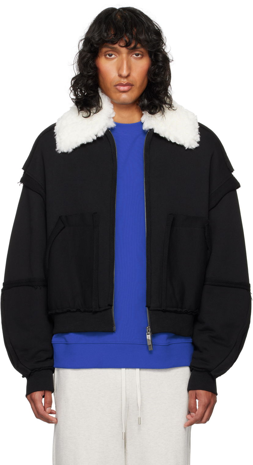 Bomber jakna ADER ERROR Raw Edge Fleece Jacket Črna | BN01FWJK0112BK