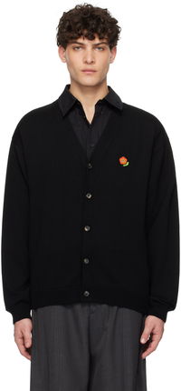 Wool Cardigan With Flower Applique