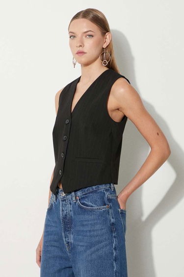 Telovnik Samsoe Samsoe Samsoe Samsoe Saramona Pinstripe Vest Črna | F24100047, 3