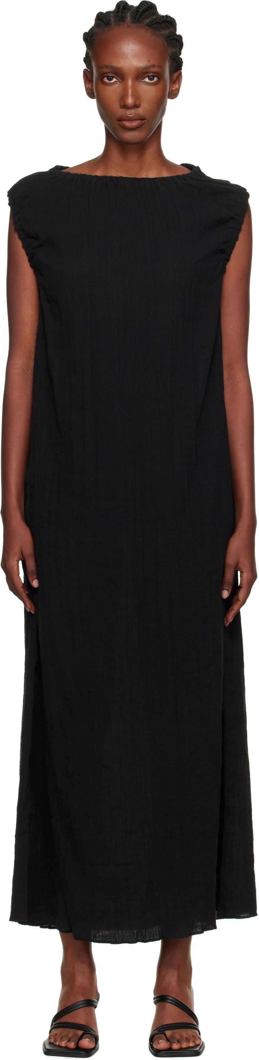 Obleke Baserange Baserange Mia Maxi Dress Črna | DRMI-CL-AU25