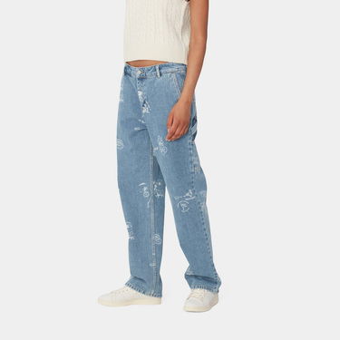 Kavbojke Carhartt WIP Stamp Print Bleached Denim Pants Modra | I033742_9, 3
