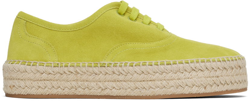 Uhani JW Anderson JW Anderson Suede Lace-Front Platform Espadrilles Zelena | SE0032-LA0240