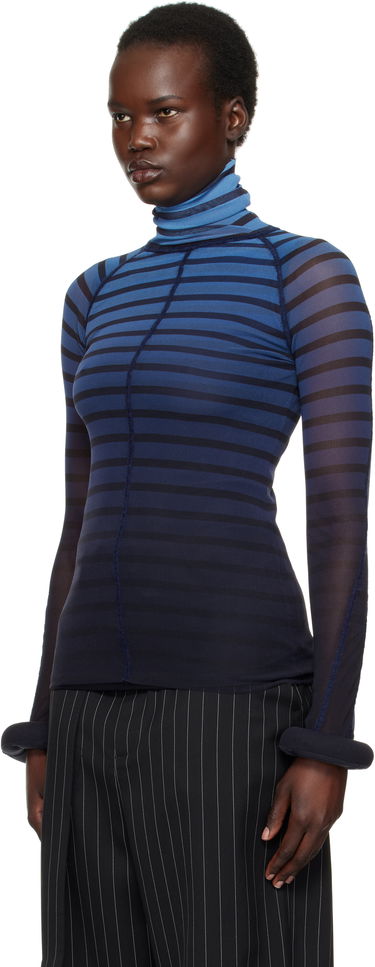 Pleteni pulover Jean Paul Gaultier Jean Paul Gaultier 'The 3D Striped' Turtleneck Top Modra | 25/33-F-TO235-T575-005956, 3