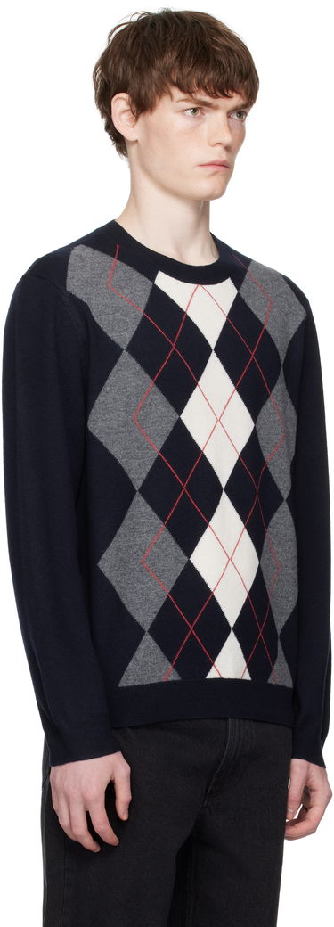 Pleteni pulover A.P.C. A.P.C. Evan Argyle Sweater Mornarica | WVBDR-H23419, 1