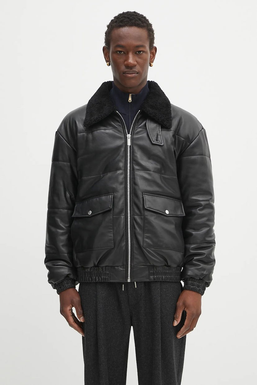 Bomber jakna Drôle de Monsieur Drôle de Monsieur Le Blouson Cuir Leather Bomber Jacket Črna | PERM.CT109.LH001