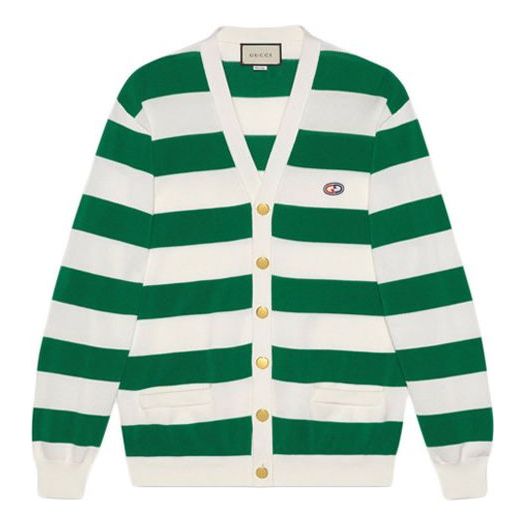 Pleteni pulover Gucci Striped Knitted Cardigan Zelena | 626051-XKBE5-9068