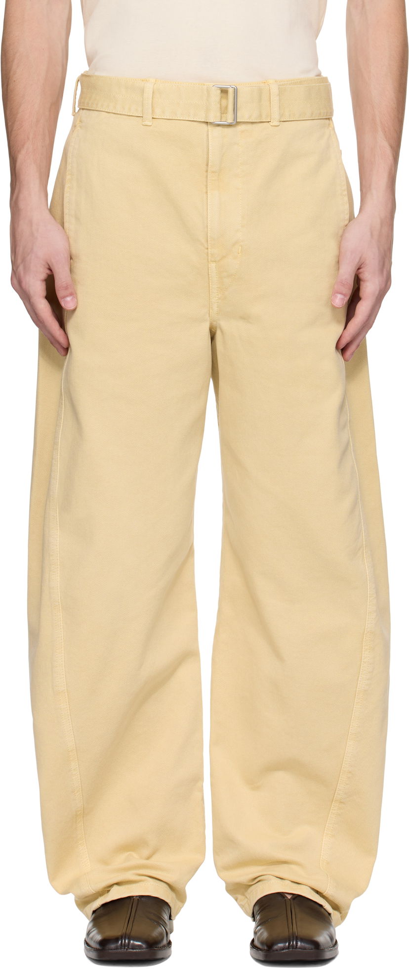 Hlače LEMAIRE Lemaire Twisted Belted Trousers Rumena | PA326 LD1045