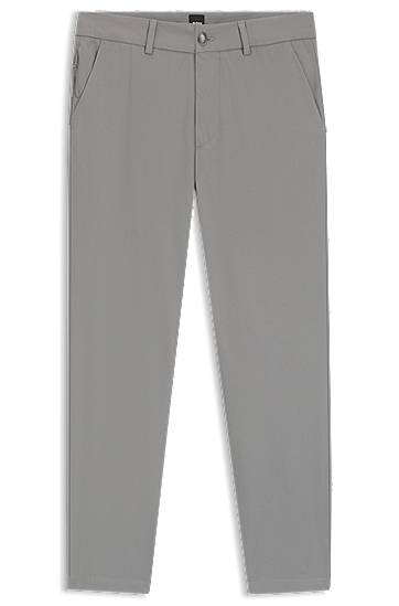 Hlače BOSS Slim-Fit Cotton-Blend Twill Trousers Siva | 50543945