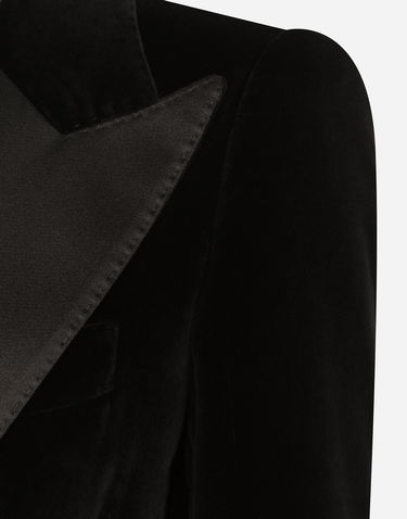 Jakna Dolce & Gabbana Single-breasted Velvet Tuxedo Jacket Črna | F2942TFUVG7N0000, 3