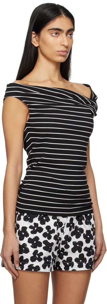 Majica brez rokavov MSGM MSGM Striped Off-Shoulder Top Črna | 3841MDM02 257115, 1