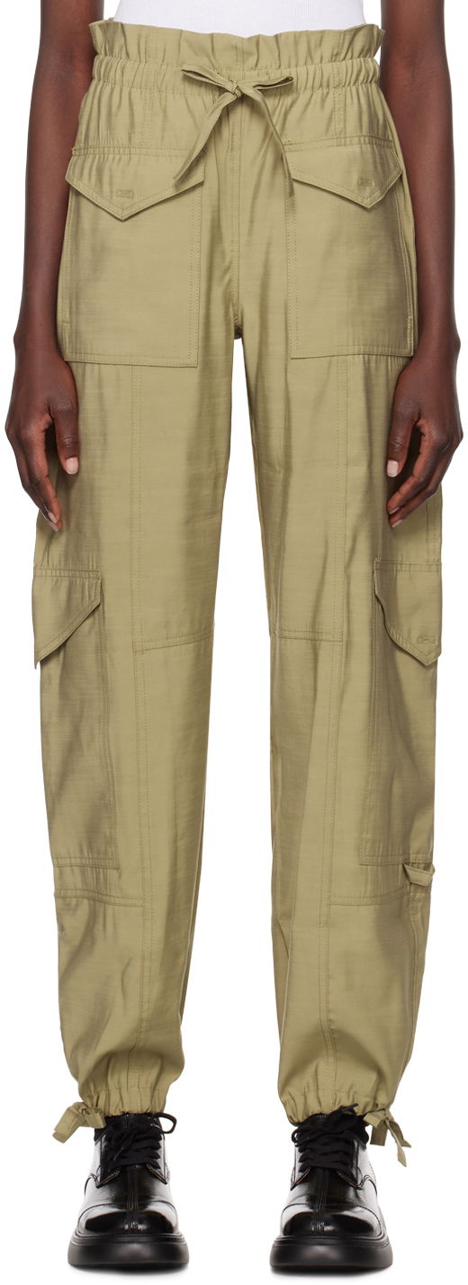 Hlače GANNI High-Rise Trousers Zelena | F8873