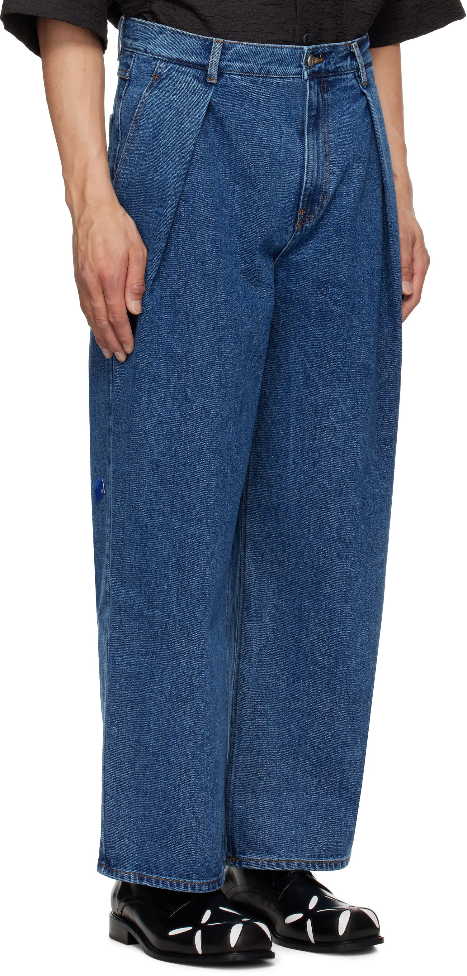 Kavbojke ADER ERROR ADER error Sig; TRS Tag 02 Pleated Wide-Leg Jeans Modra | BO42FYJE0102BL, 1