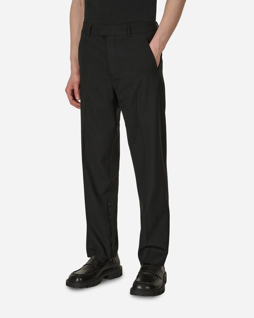 Hlače Off-White Embroidered Wool Slim Zip Trousers Black Črna | OMCA196S23FAB001 1000