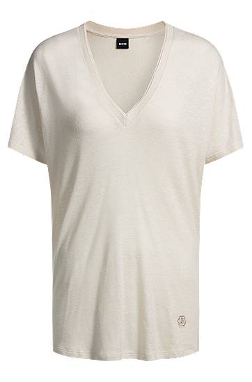 Majica BOSS BOSS Double B Monogram V-Neck T-Shirt Bež | 50537543