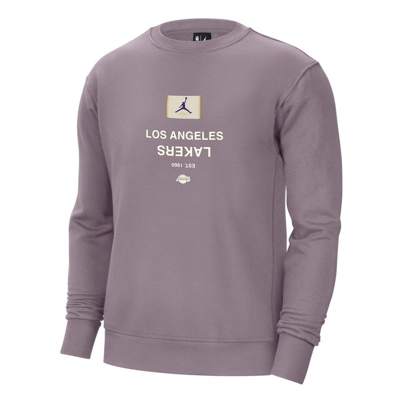 Pleteni pulover Jordan Jordan Los Angeles Lakers Courtside Fleece Crew-Neck Sweatshirt Lila | FV8350-524