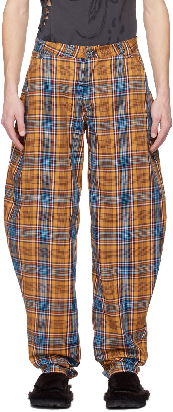 Hlače Collina Strada Collina Strada GRR Plaid Trousers Oranžna | XX6428