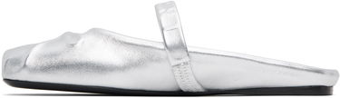 Oblačila Marni Marni Leather Little Bow Sabot Slippers Kovinski | SBMS010400 PR695, 2