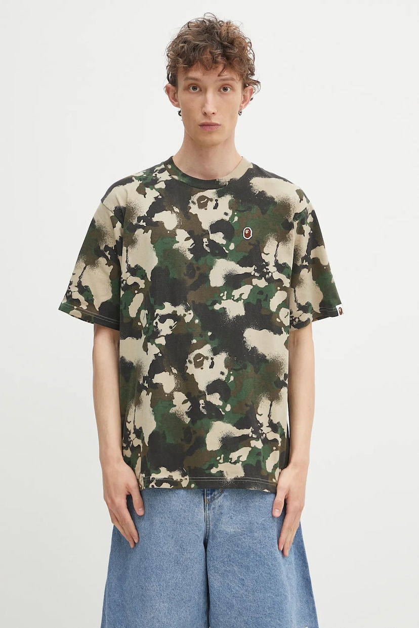 Majica BAPE A Bathing Ape Map Camo APE Head One Point T-Shirt Zelena | 1L30109001