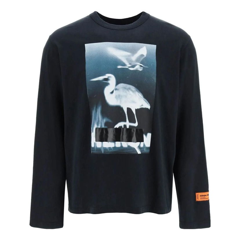 Majica HERON PRESTON Heron Preston Censored Heron Graphic Long-Sleeve T-Shirt Črna | HMAB026S23JER0011001