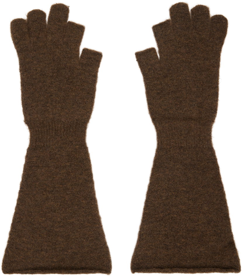 Rokavice Rick Owens Alpaca Knit Long Fingerless Gloves Rjava | RR02D6489 KWP