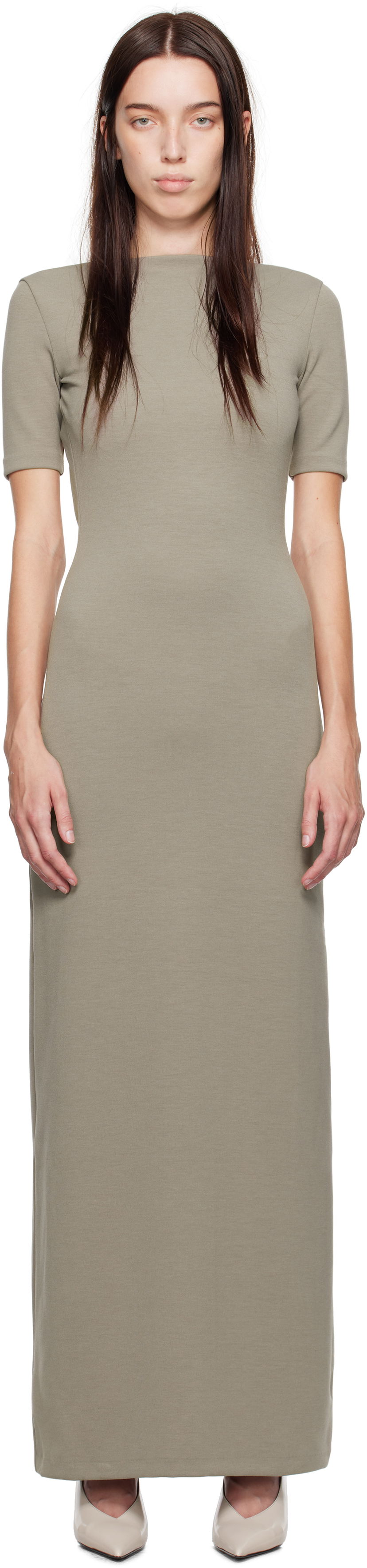 Obleke CALVIN KLEIN Maxi Dress Bež | 81WL261-QDH
