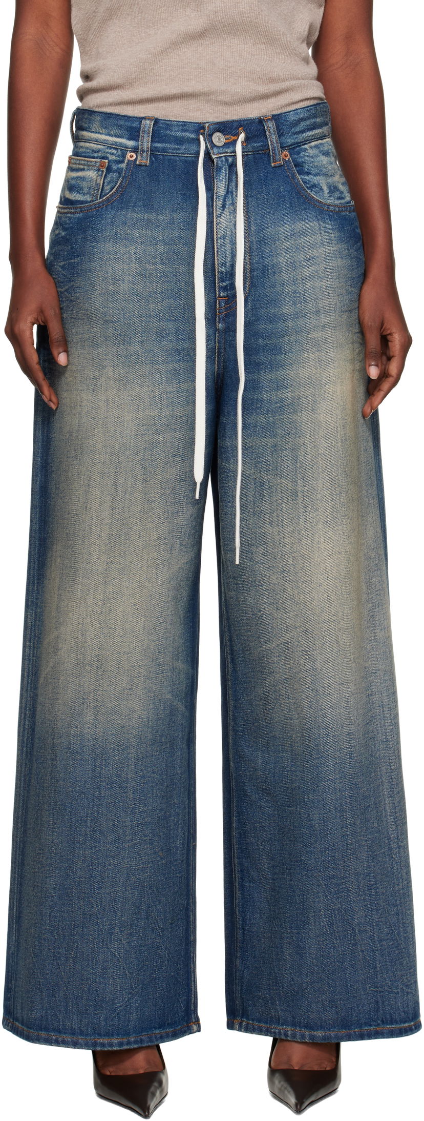 Kavbojke Maison Margiela MM6 Maison Margiela Wide-Leg Jeans Modra | S52LA0262 M30017