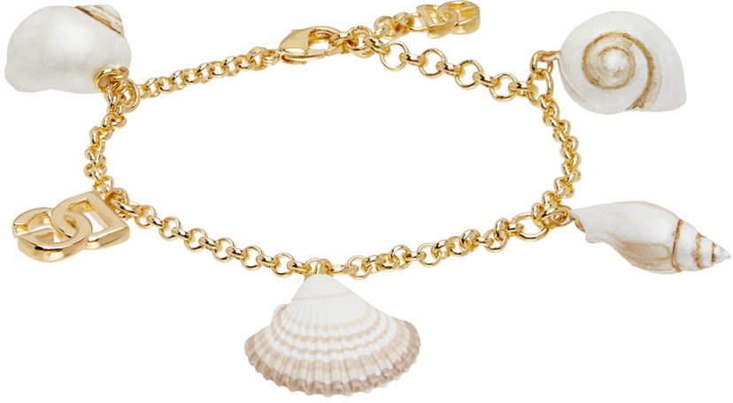 Zapestnica Dolce & Gabbana DG Logo & Shell Charm Chain Bracelet Kovinski | WBQ6C5W1111