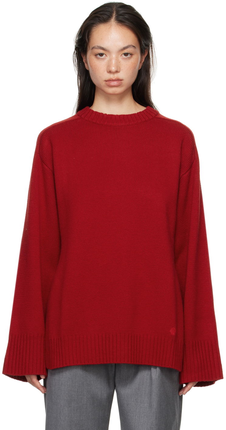 Pleteni pulover Loulou de Saison Loulou de Saison Safi Ribbed Knit Sweater Rdeča | SAFI