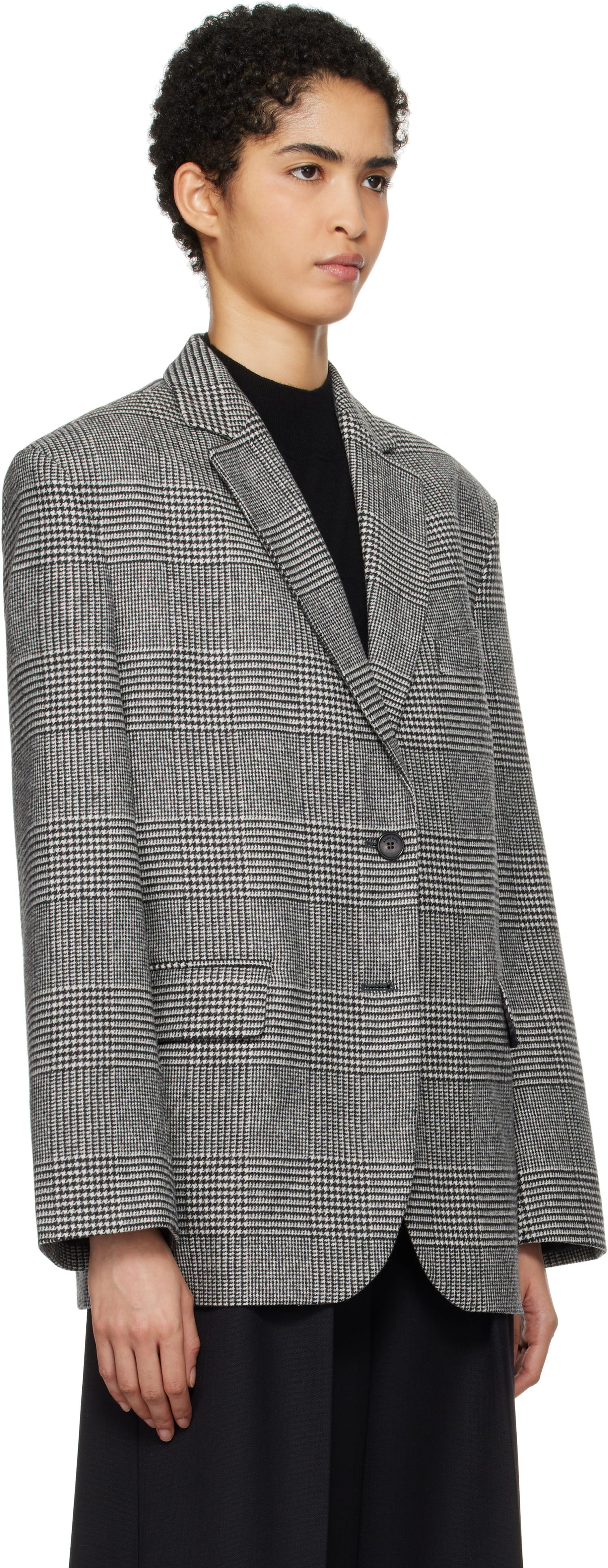 Jakna Anine Bing Quinn Houndstooth Blazer Črna | A-01-2008-MTL37, 1