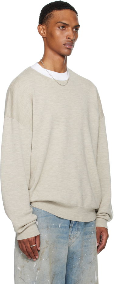 Pleteni pulover Fear of God Fear of God ESSENTIALS Merino Long Sleeve Crewneck Sweater Bež | 192SP256492F, 1